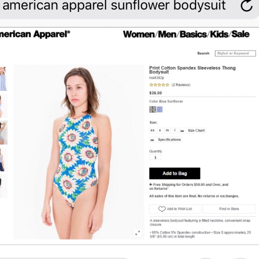 AMERICAN APPAREL PRINT COTTON THONG BODYSUIT